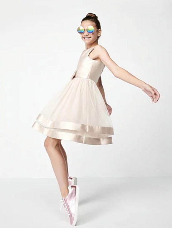 Speechless Other - Speechless Girls Sleeveless Fit + Flare Dress- Champagne